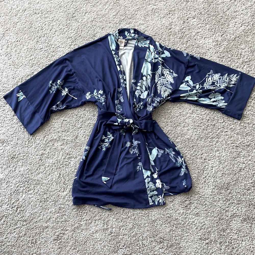In Bloom Navy Floral Robe, Size XS/S